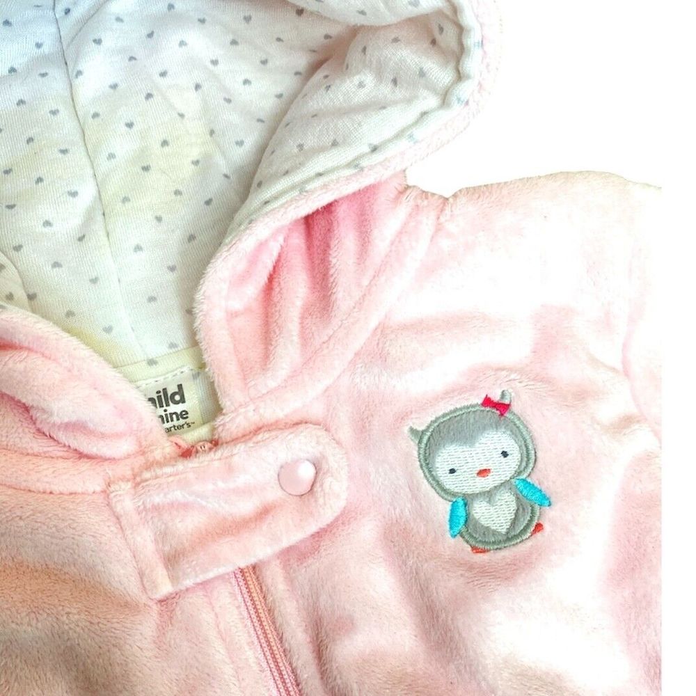 CARTER'S Baby Bunting Snowsuit Pink Size 3-6 Months Infant Girl Zip Up Hood - Picture 3 of 6